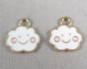 50% OFF!! Cloud Charm Gold Tone Enamel 6pcs (0687)