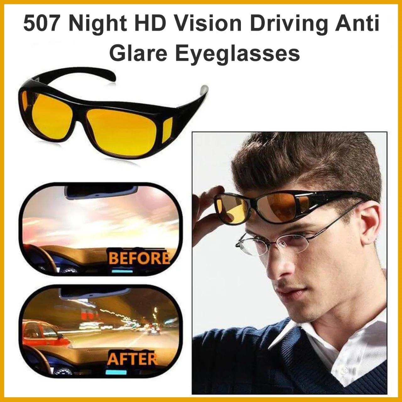 507 Night HD Vision Driving Anti Glare Eyeglasses