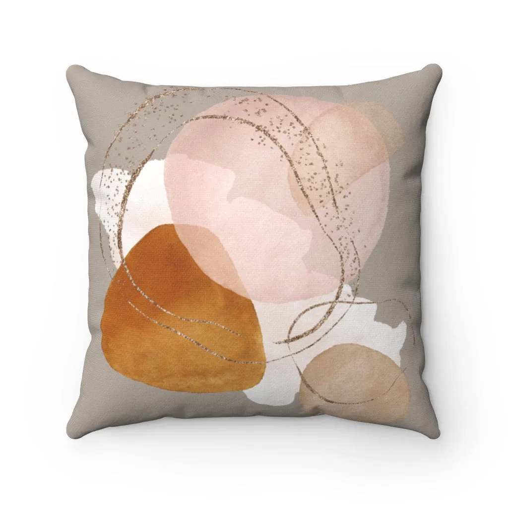 Abstract Boho Pillow Cover | Beige Blush Pink Gold