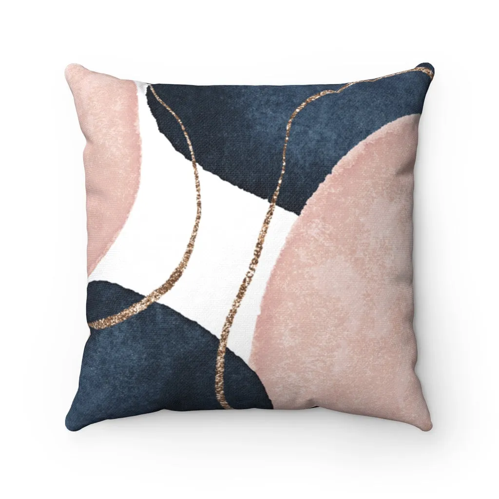 Abstract Boho Pillow Cover | Blush Pink Navy Blue