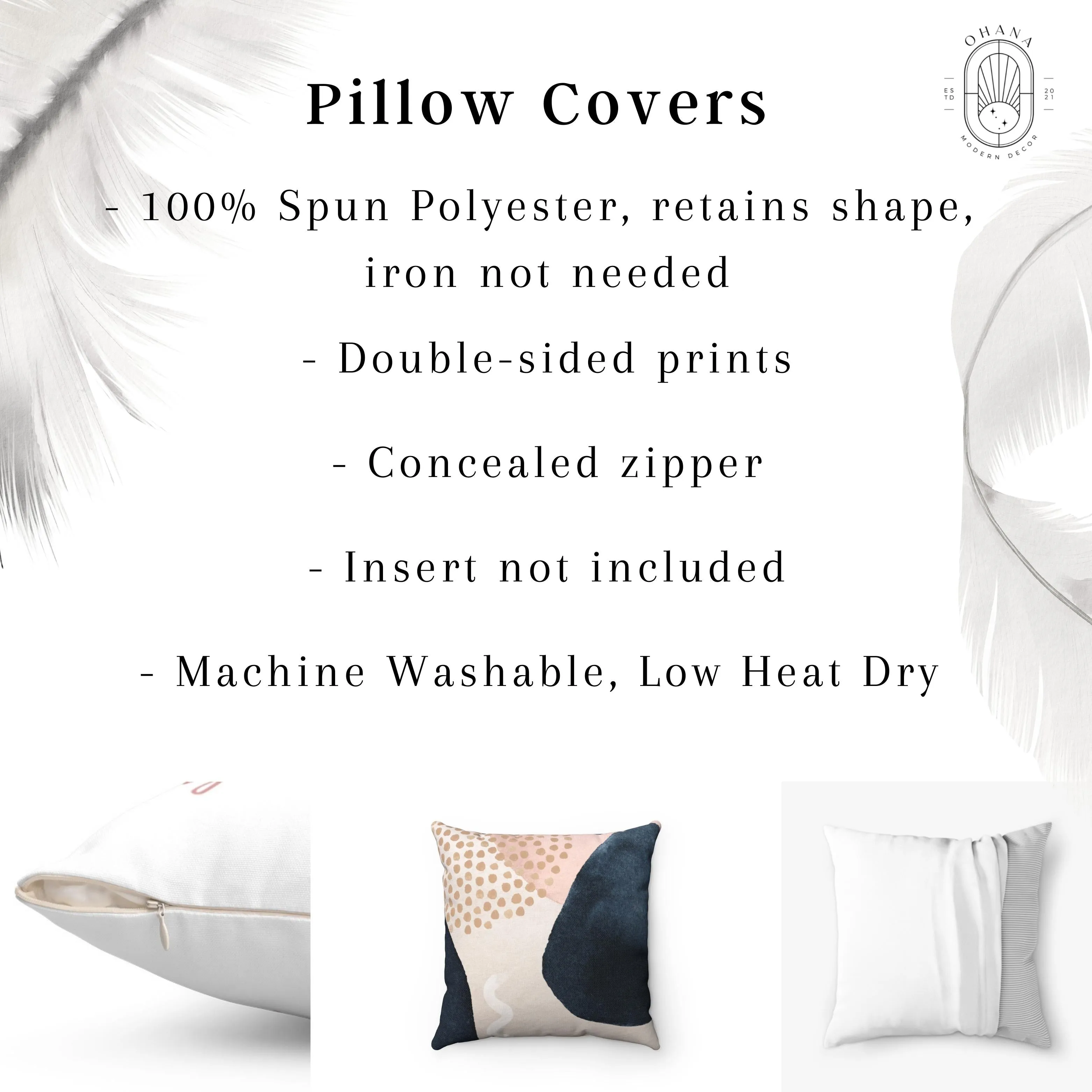 Abstract Boho Pillow Cover | Blush Pink Navy Blue