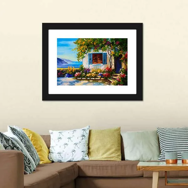 Abstract House Near The Sea Canvas Wall Art