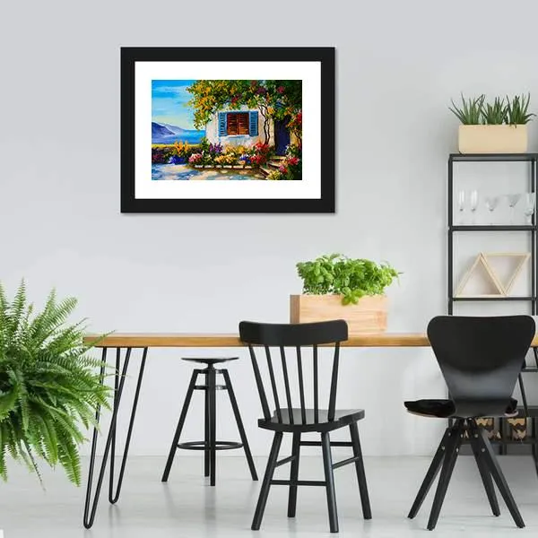 Abstract House Near The Sea Canvas Wall Art