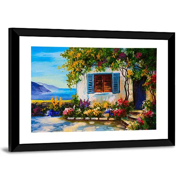 Abstract House Near The Sea Canvas Wall Art