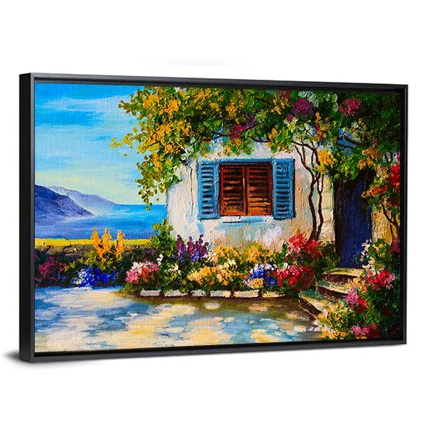 Abstract House Near The Sea Canvas Wall Art