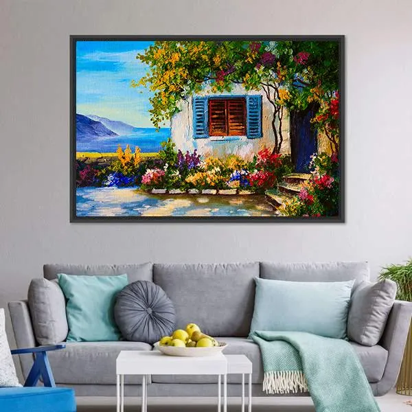 Abstract House Near The Sea Canvas Wall Art