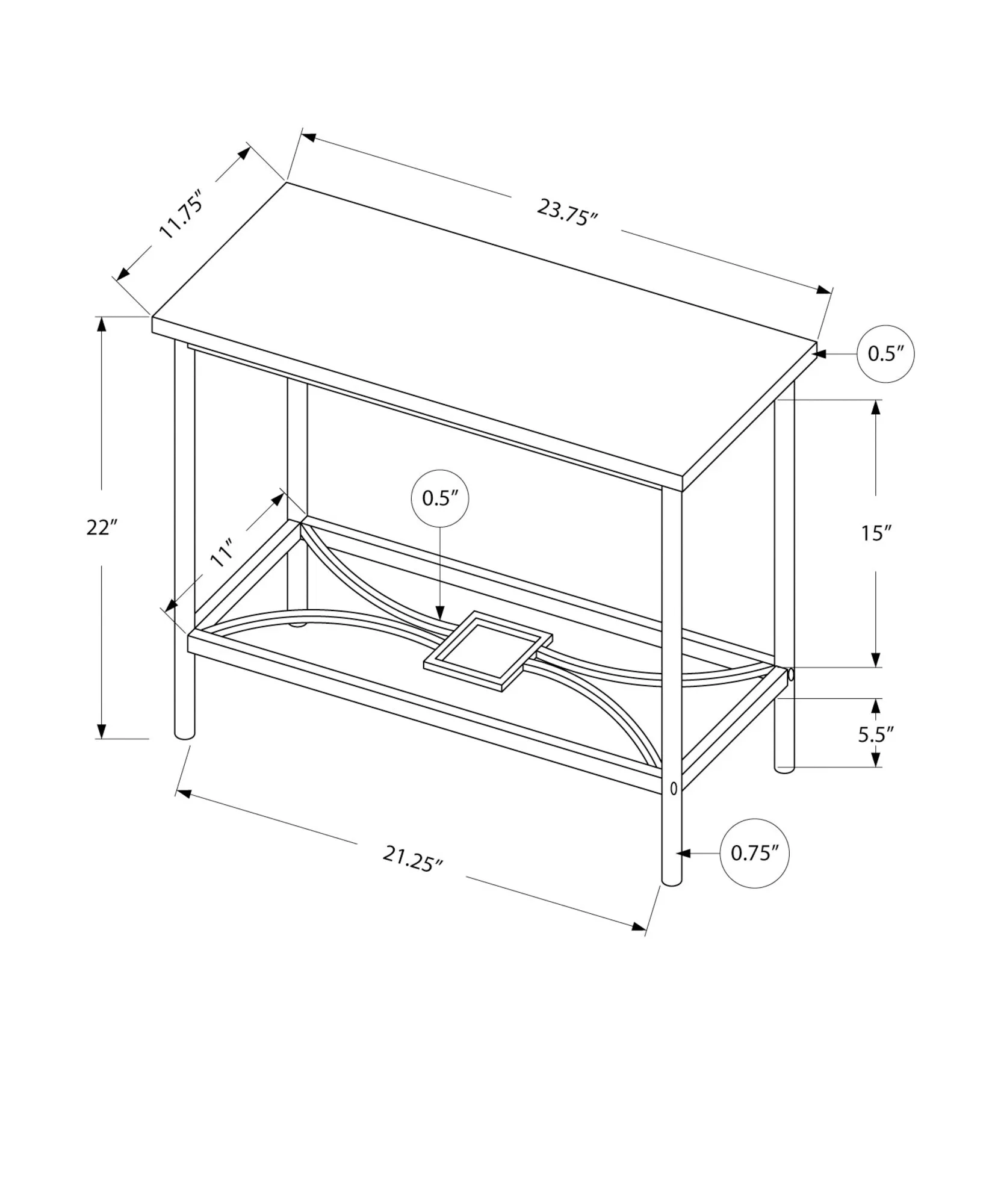 Accent Table - 22"H / Black Marble / Black Metal