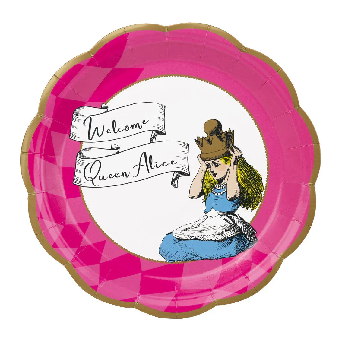 Alice in Wonderland Bright Scalloped Paper Plates