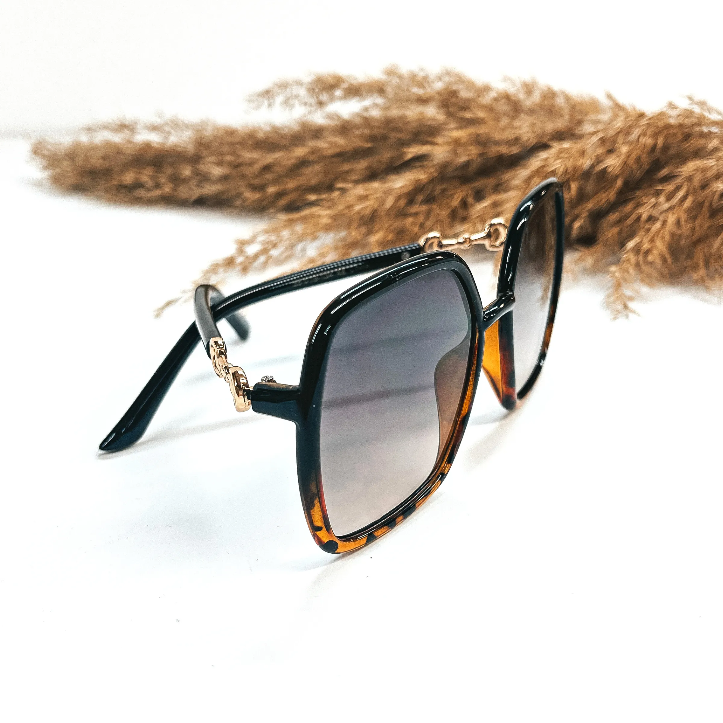 Around We Go Big Square Sunglasses with Gold Tone Details in Various Colors