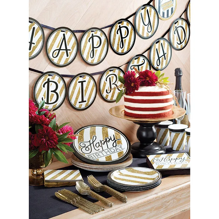 Black & Gold Birthday Napkins (16/Pkg)