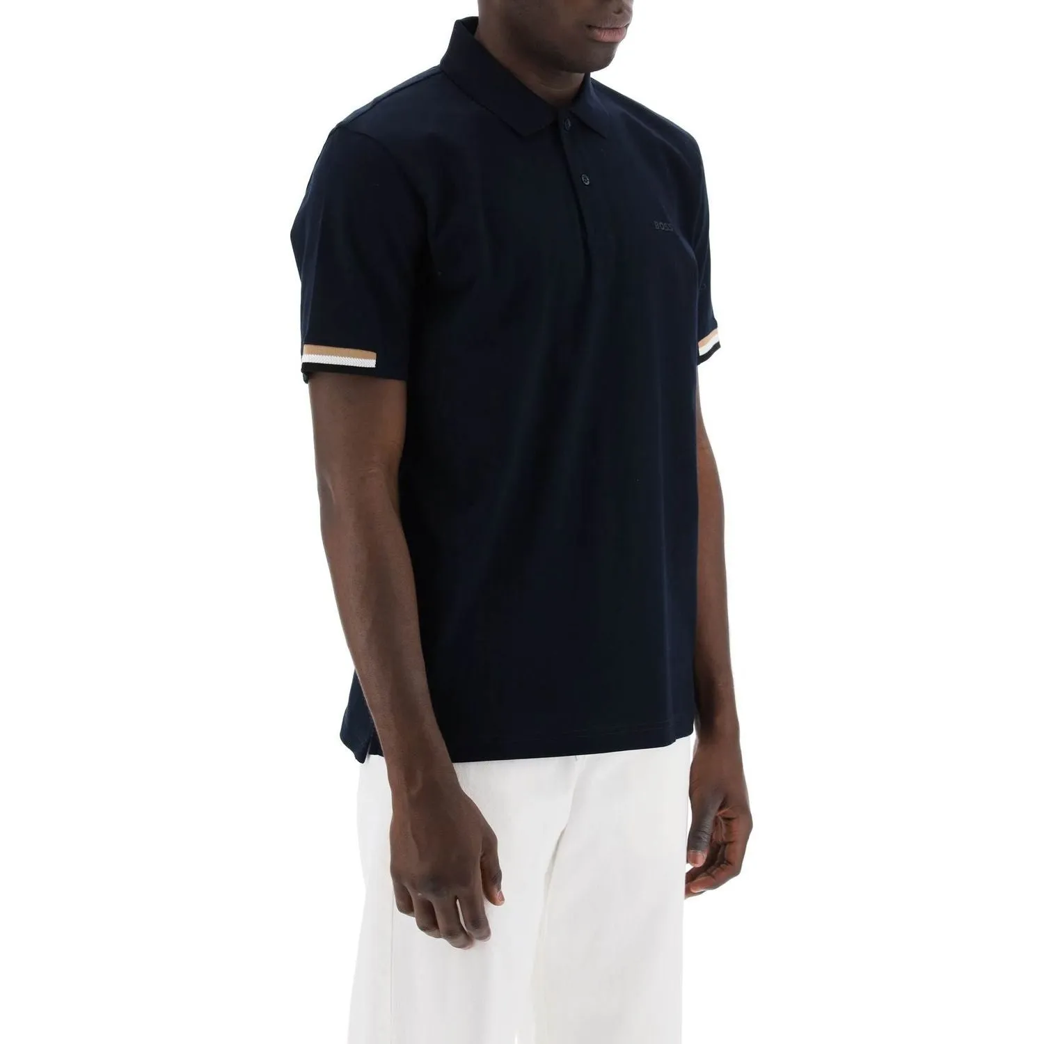 Boss parlay polo shirt with stripe detail