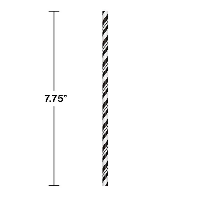 Bulk Black and White Striped Flex Paper Straws (144 per Case)