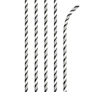 Bulk Black and White Striped Flex Paper Straws (144 per Case)