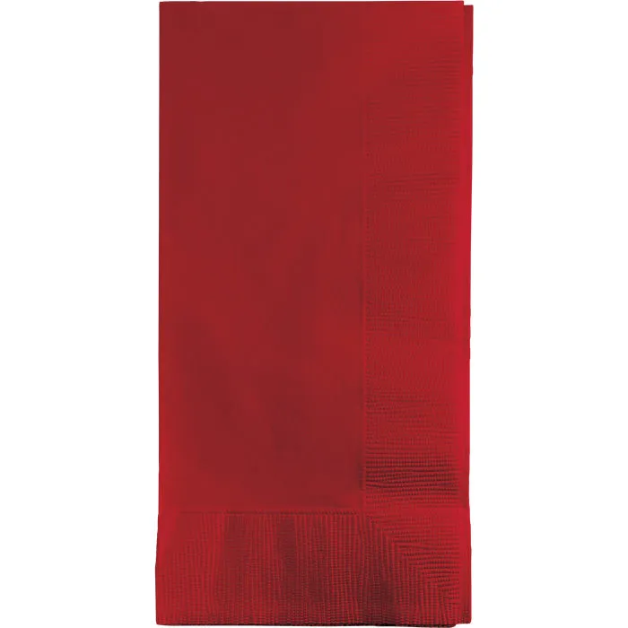 Bulk Pack of 100 Classic Red Dinner Napkins 2Ply 1/8Fld