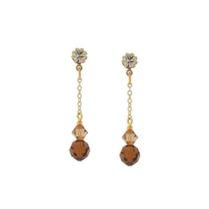 Chain Earrings with Brown & Champagne Crystal