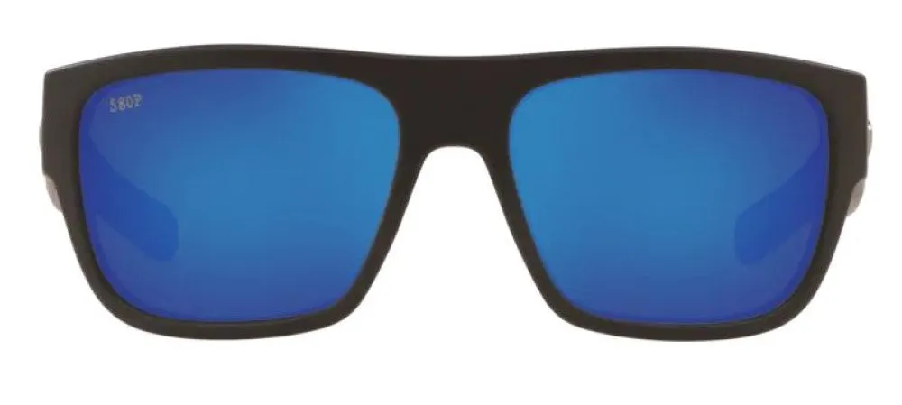 Costa Del Mar Sampan Matte Black Frame - Blue Mirror 580 Plastic Lens - Polarized Sunglasses