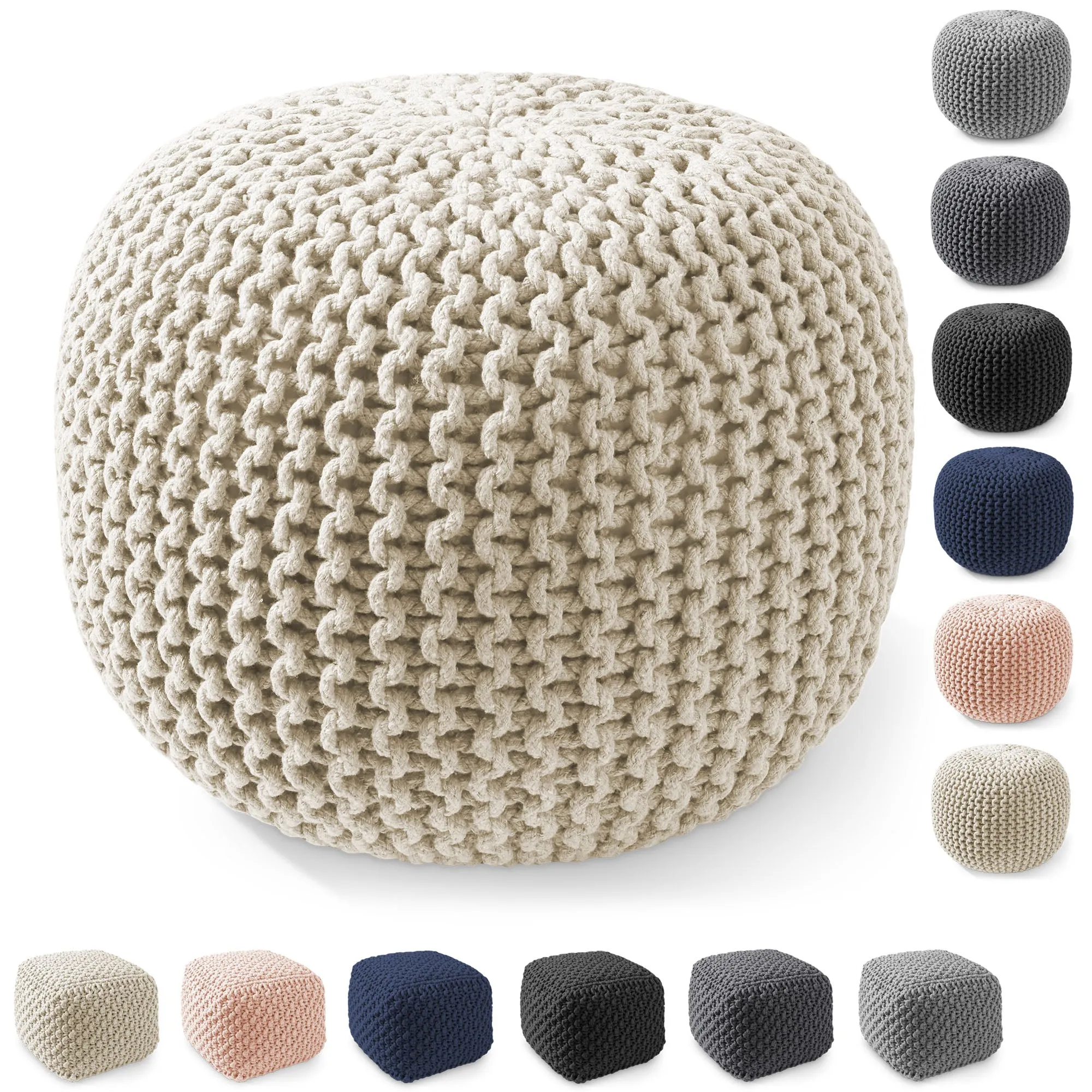 Cotton Pouf Ottomans