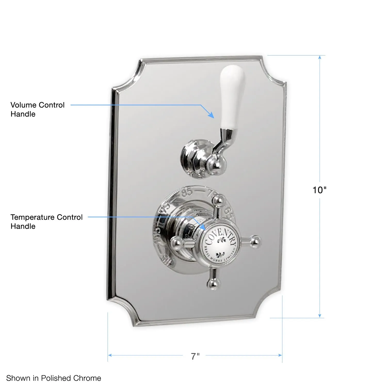 Coventry Brassworks Concealed Thermostatic System with 12" Shower Head, 24" Slide Bar, and Standard Hand Shower with Shut Off with Offset Ceramic Levers