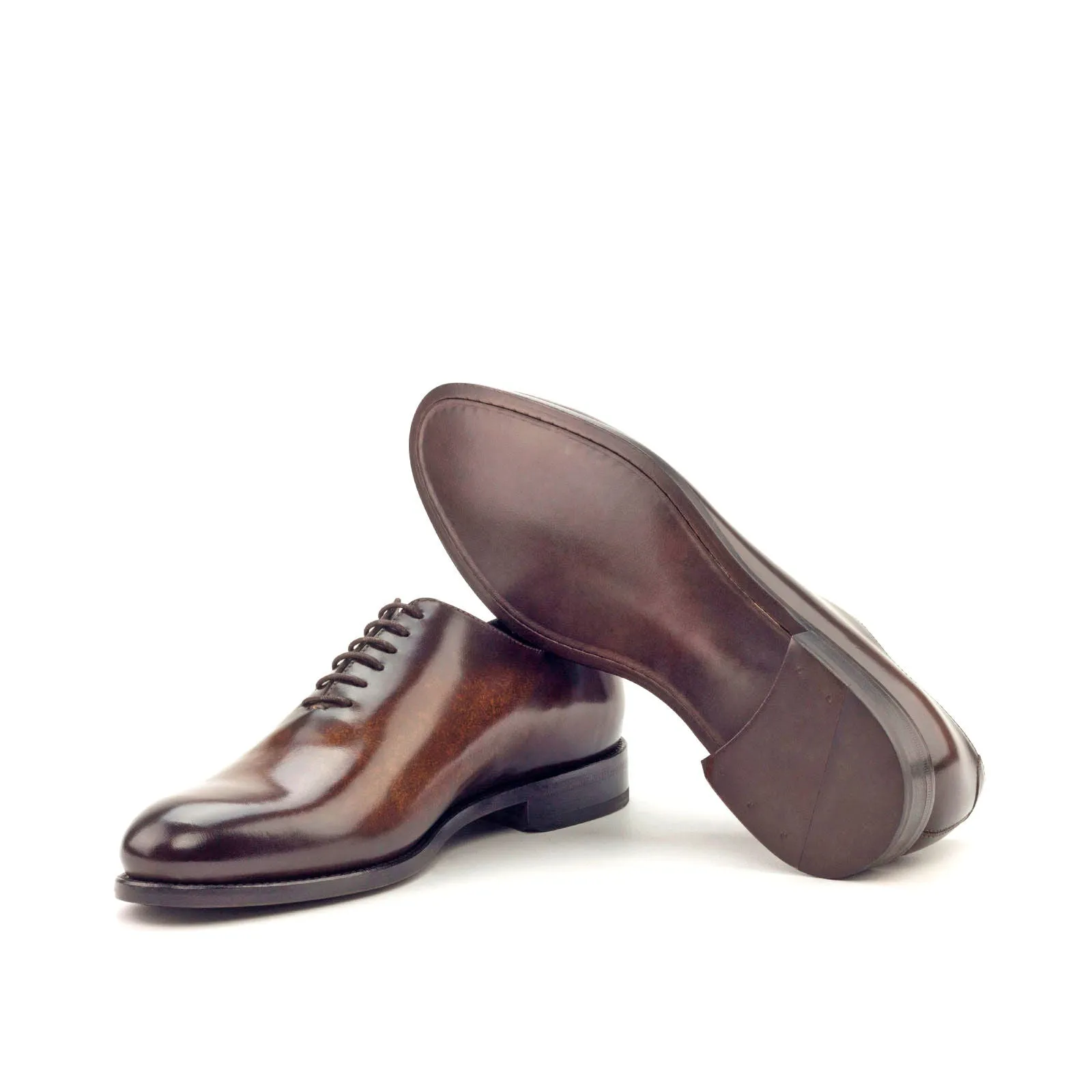 DapperFam Giuliano in Brown Men's Hand-Painted Patina Whole Cut