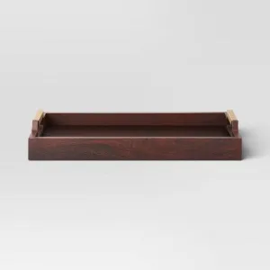 Elegant Dark Brown Decorative Wooden Tray - Threshold Collection