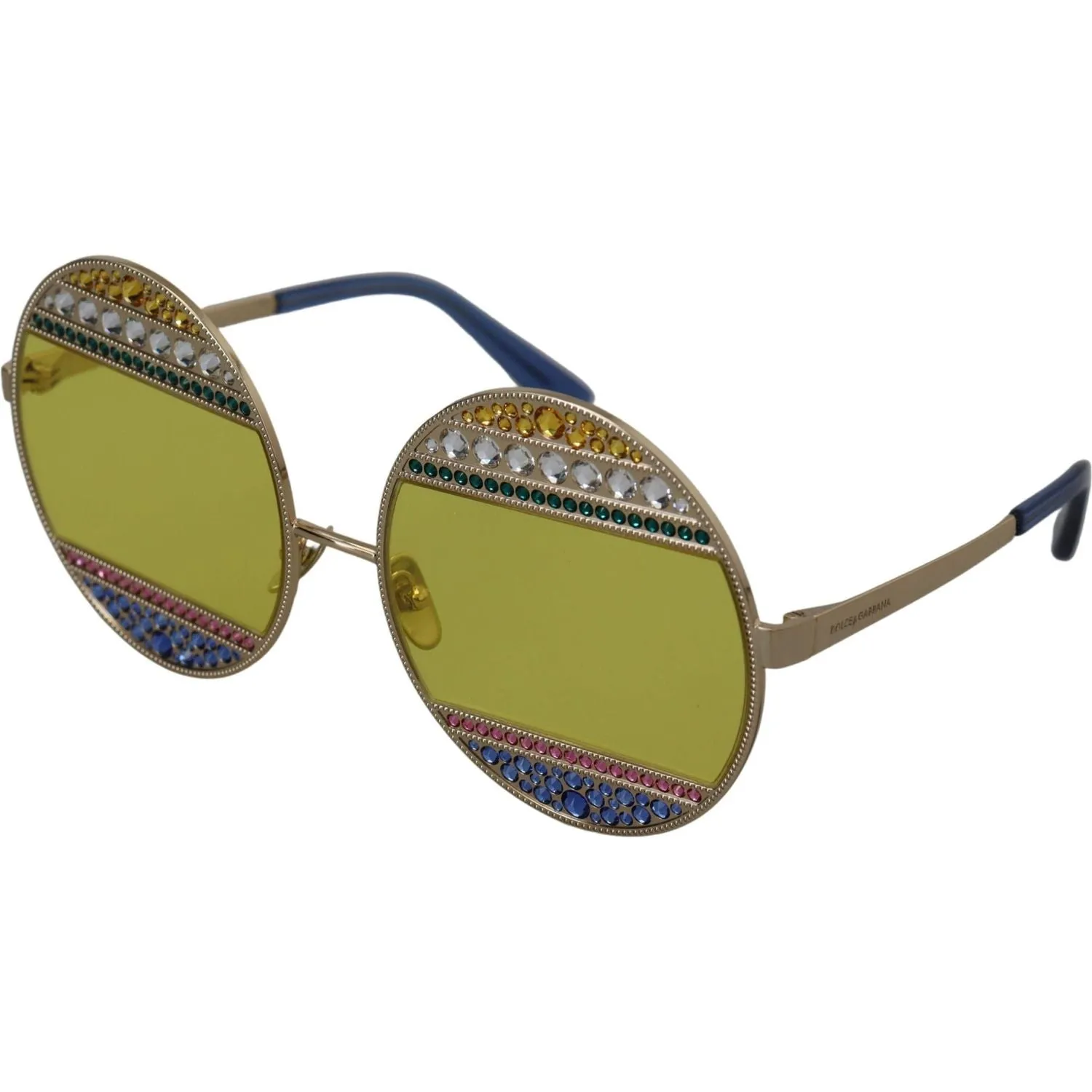 Dolce & Gabbana Crystal Embellished Gold Oval Sunglasses