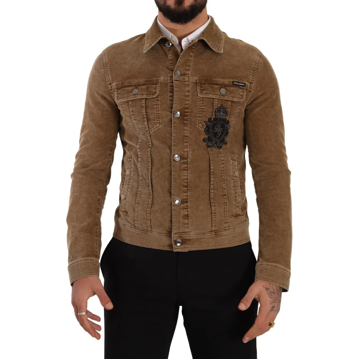 Dolce & Gabbana Elegant Corduroy Logo Jacket