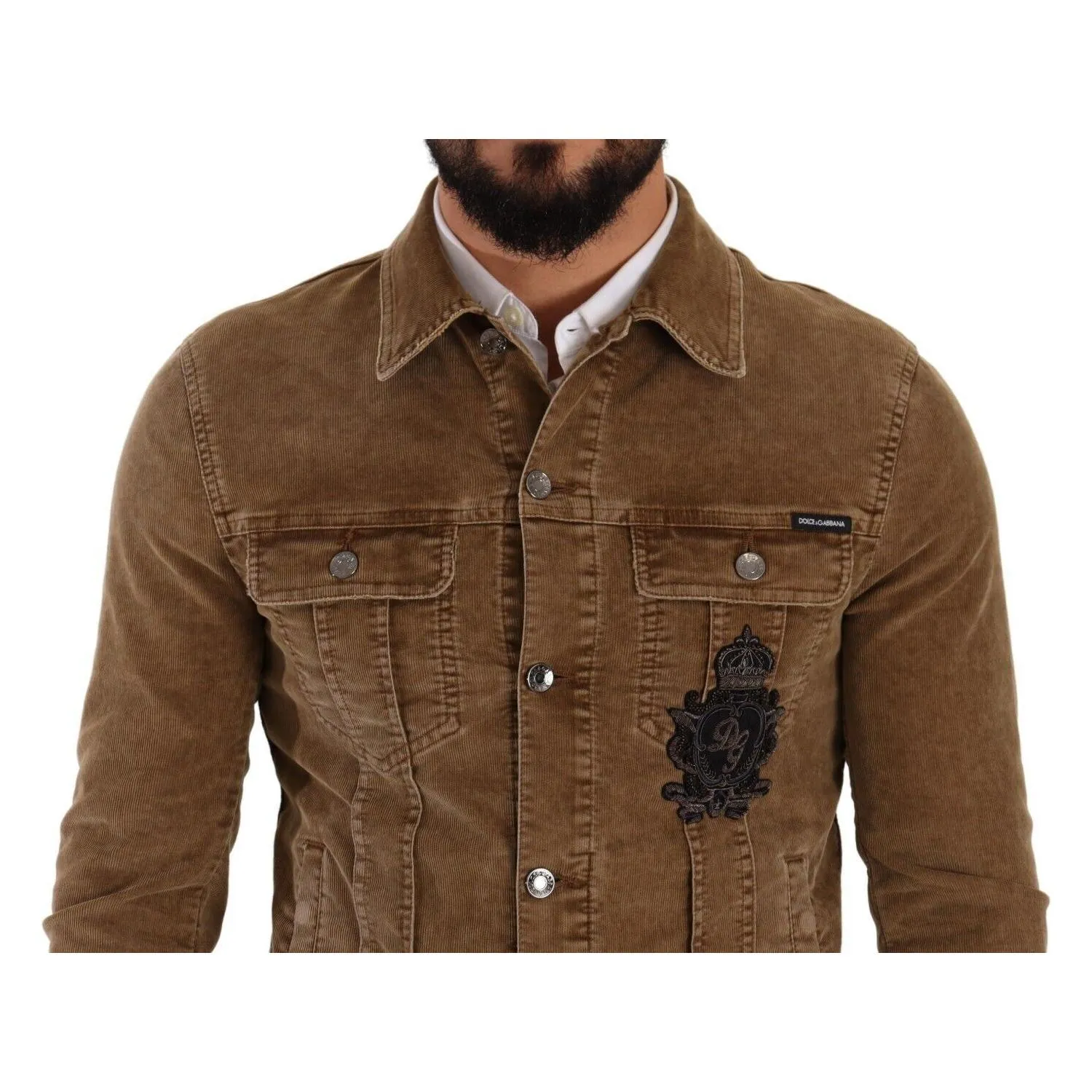 Dolce & Gabbana Elegant Corduroy Logo Jacket