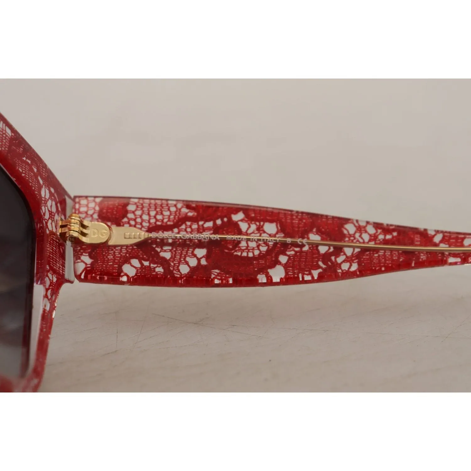 Dolce & Gabbana Elegant Red Lace Detail Sunglasses