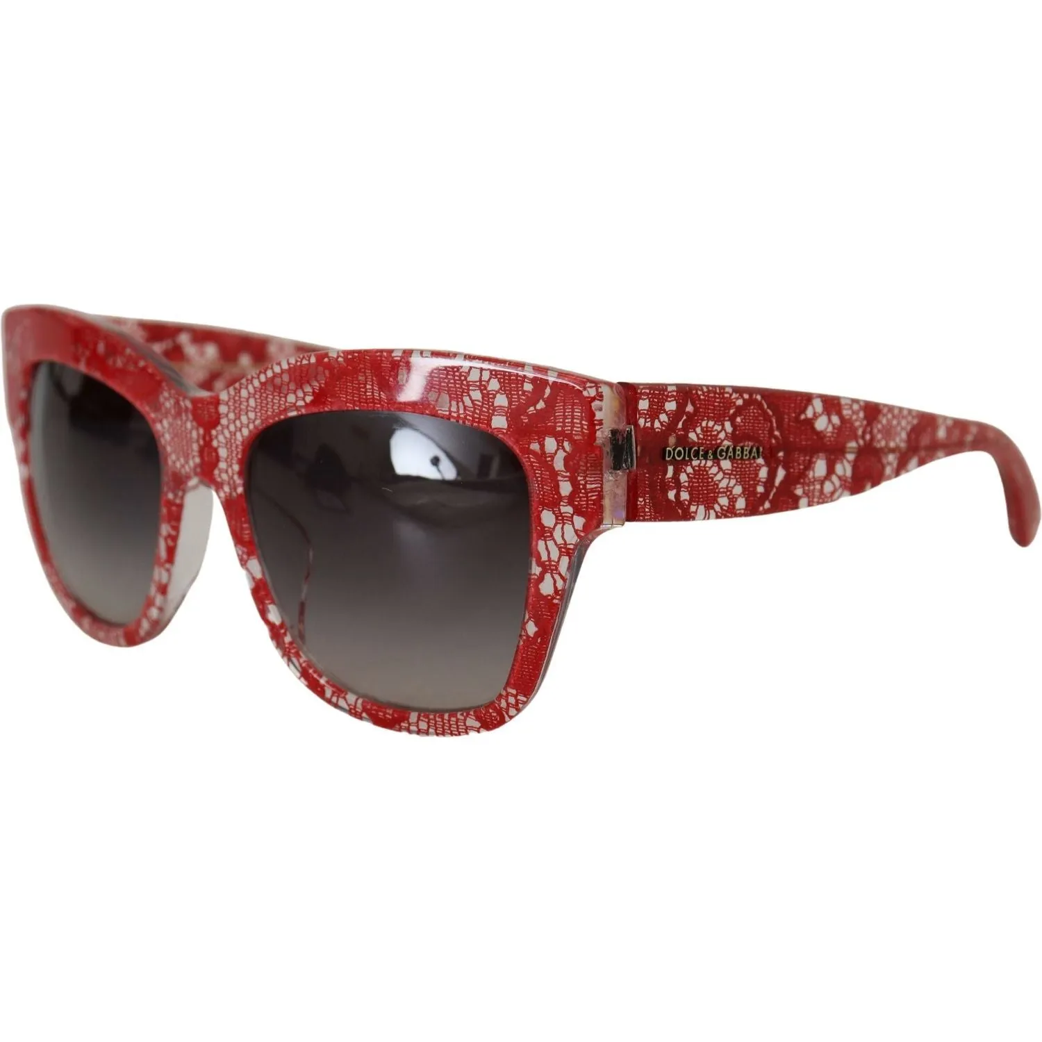 Dolce & Gabbana Elegant Red Lace Detail Sunglasses