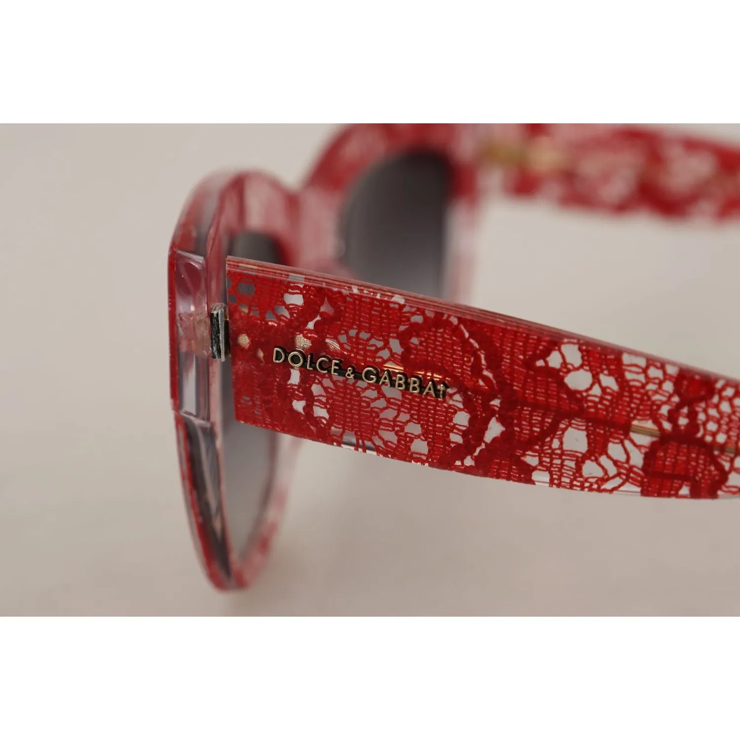 Dolce & Gabbana Elegant Red Lace Detail Sunglasses