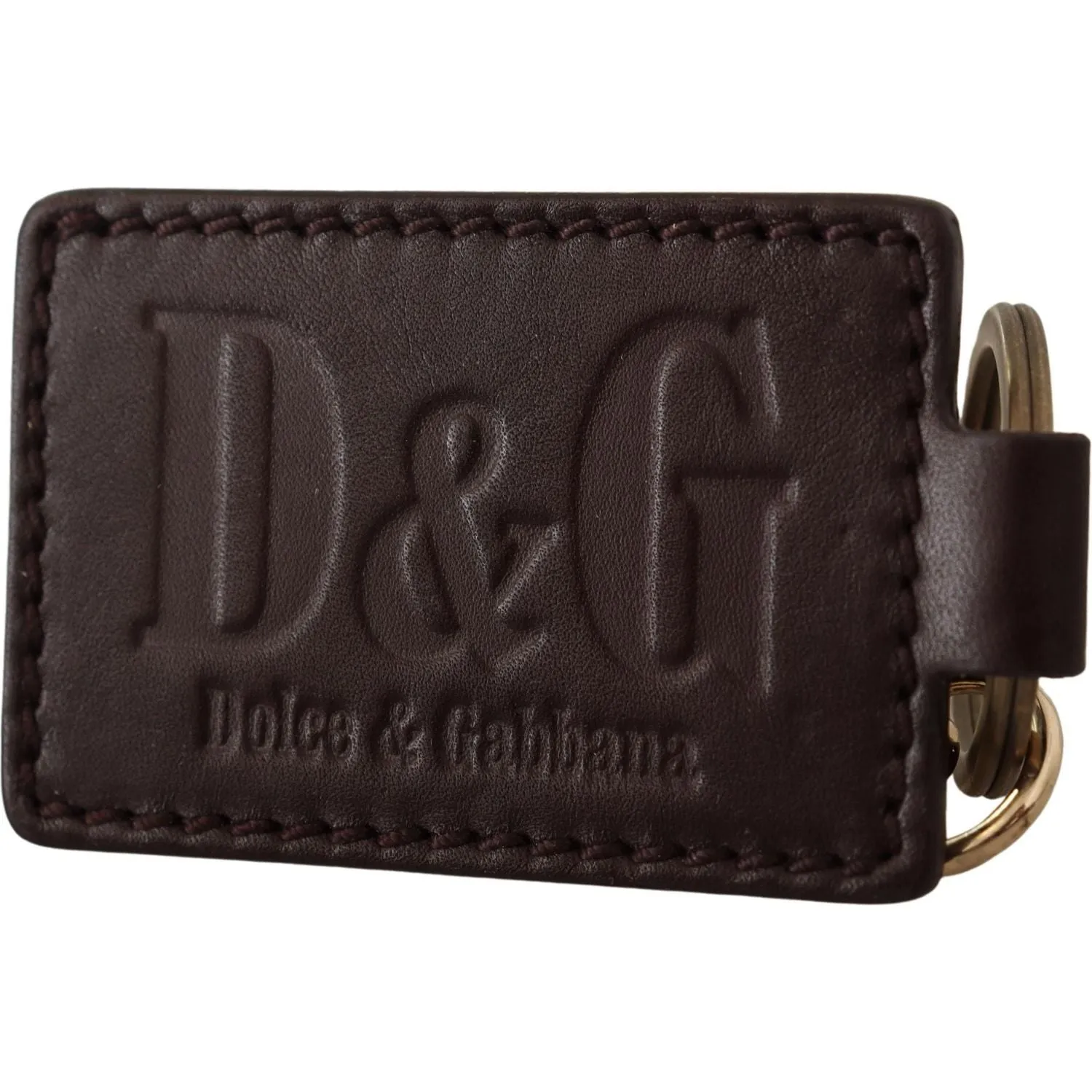 Dolce & Gabbana Elegant Unisex Leather Keyring with Gold Detail