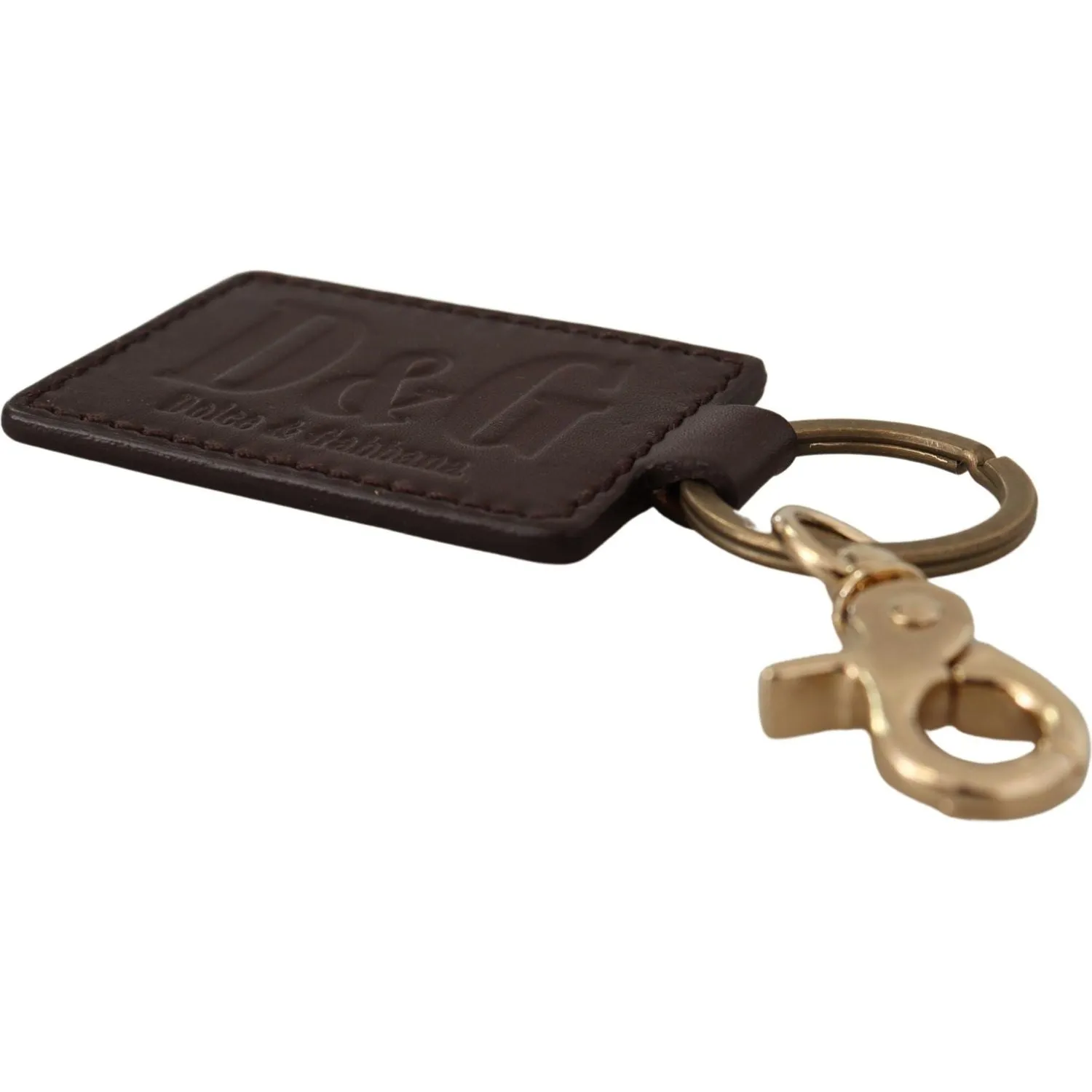 Dolce & Gabbana Elegant Unisex Leather Keyring with Gold Detail