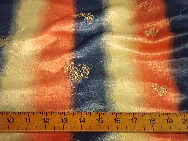 Embroidered Striped Satin - Clearance Fabric