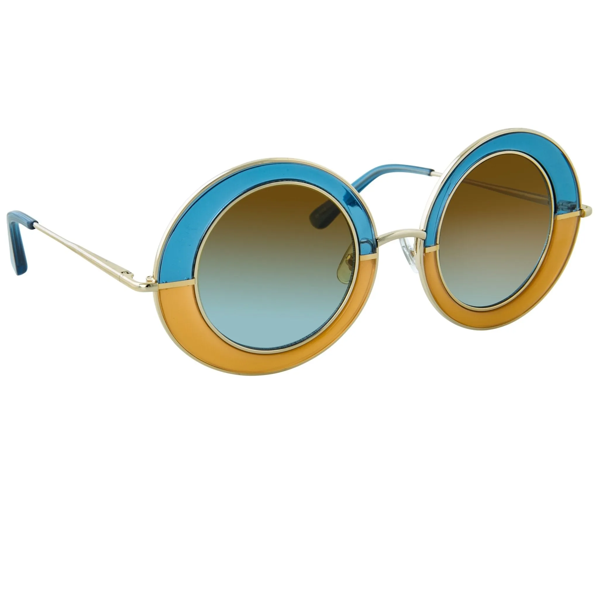 Erdem Ladies Sunglasses Round Blue and Brown EDM27C1SUN