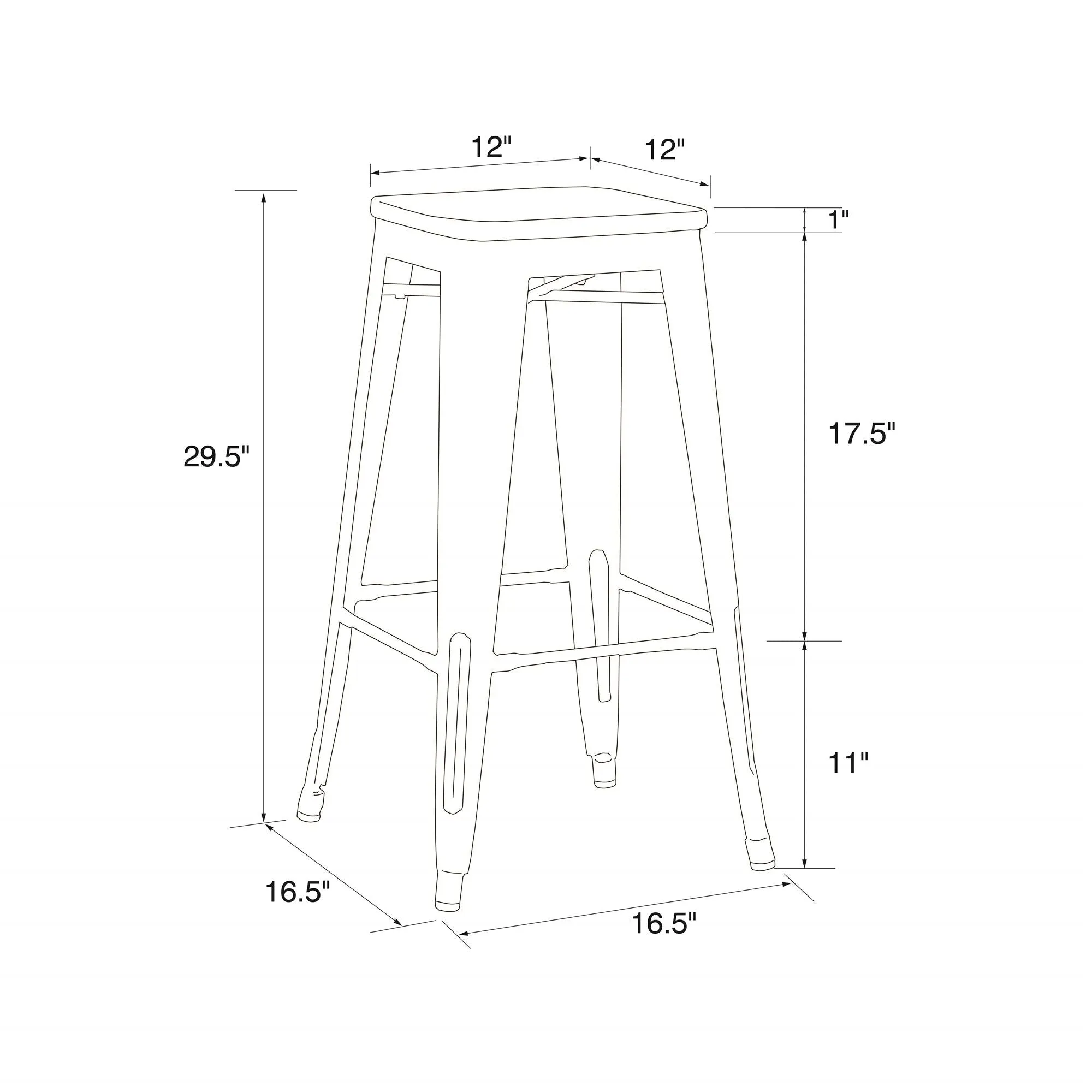 Fusion 30" Stackable Bar Stool, Set of 2