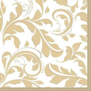 Gold Elegant Scroll Lunch Napkins (16ct)