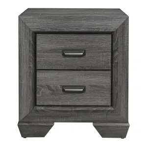 Gray Faux Wood Veneer Night Stand with 2 Dovetail Drawers