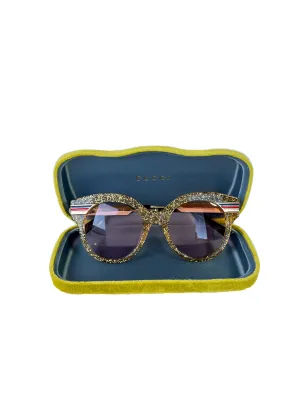 Gucci gold glitter sunglasses GG0282SA NEW