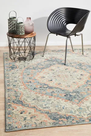 Helena Traditional Design Faded Blue Modern Floor Rug