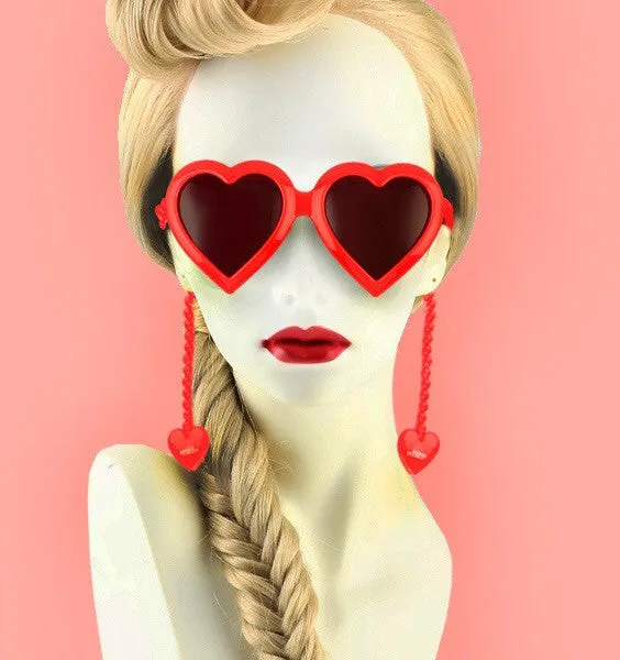 JEREMY SCOTT x Linda Farrow Heart Sunglasses - Red