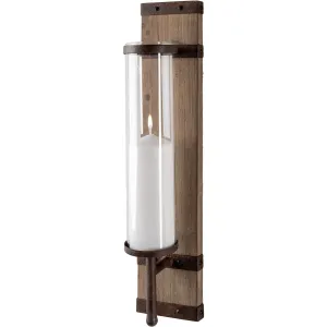 Lars Wall Candle Holder Brown Wood | Brown Metal