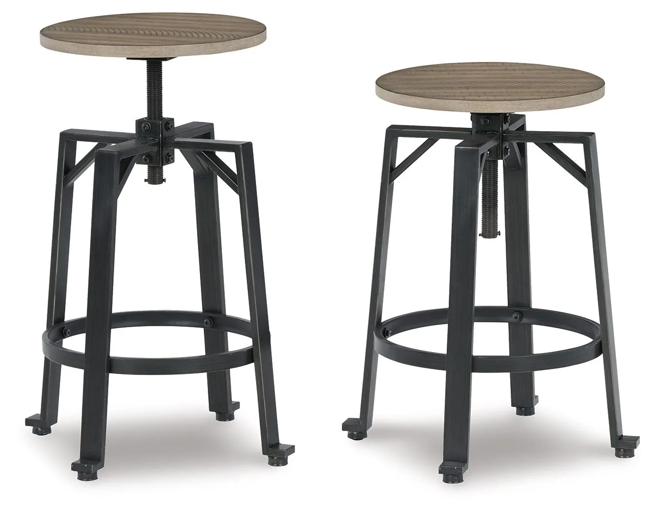 Lesterton - Light Brown / Black - Swivel Stool (Set of 2)