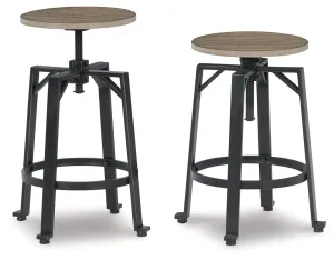 Lesterton - Light Brown / Black - Swivel Stool (Set of 2)