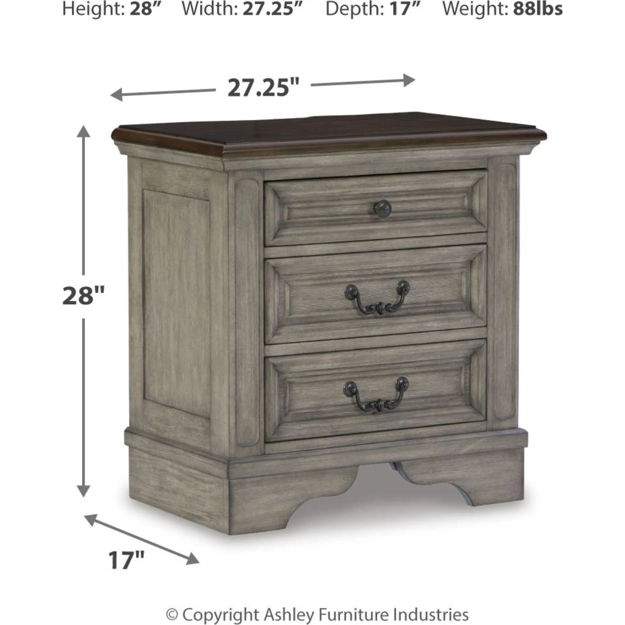 Lodenbay Three Drawer Nightstand