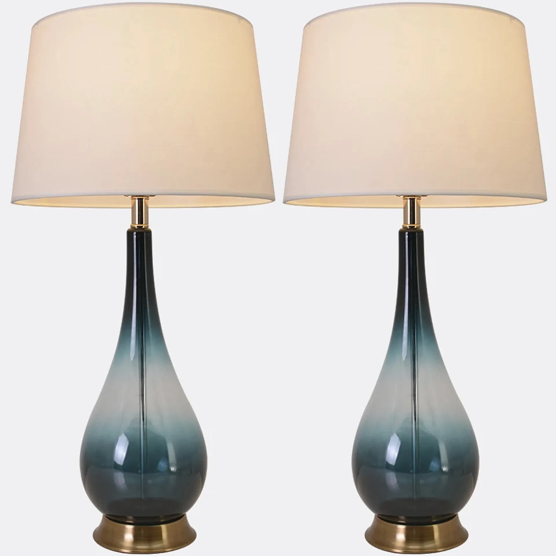 Lola Big Translucent Ombre Glass Table Lamp 30" - Forest Green Ombre/White (Set of 2)