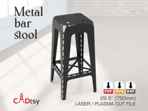 Metal Bar Stool CNC Laser/Plasma Cutting DXF/SVG Files. Industrial Style. Height 750mm (29.5")