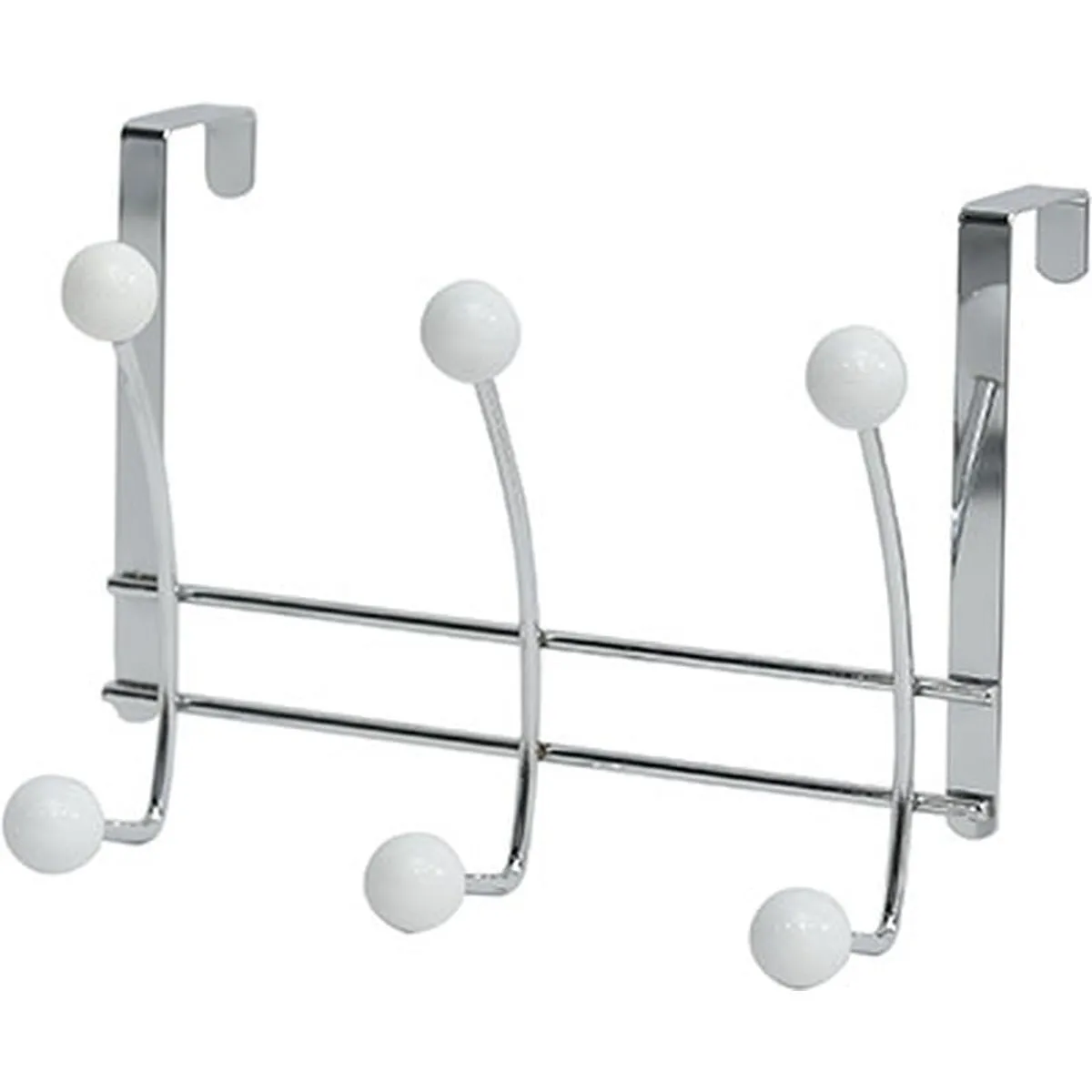 Metal Hook Rack With 6 Ceramic Balls - Chrome/White