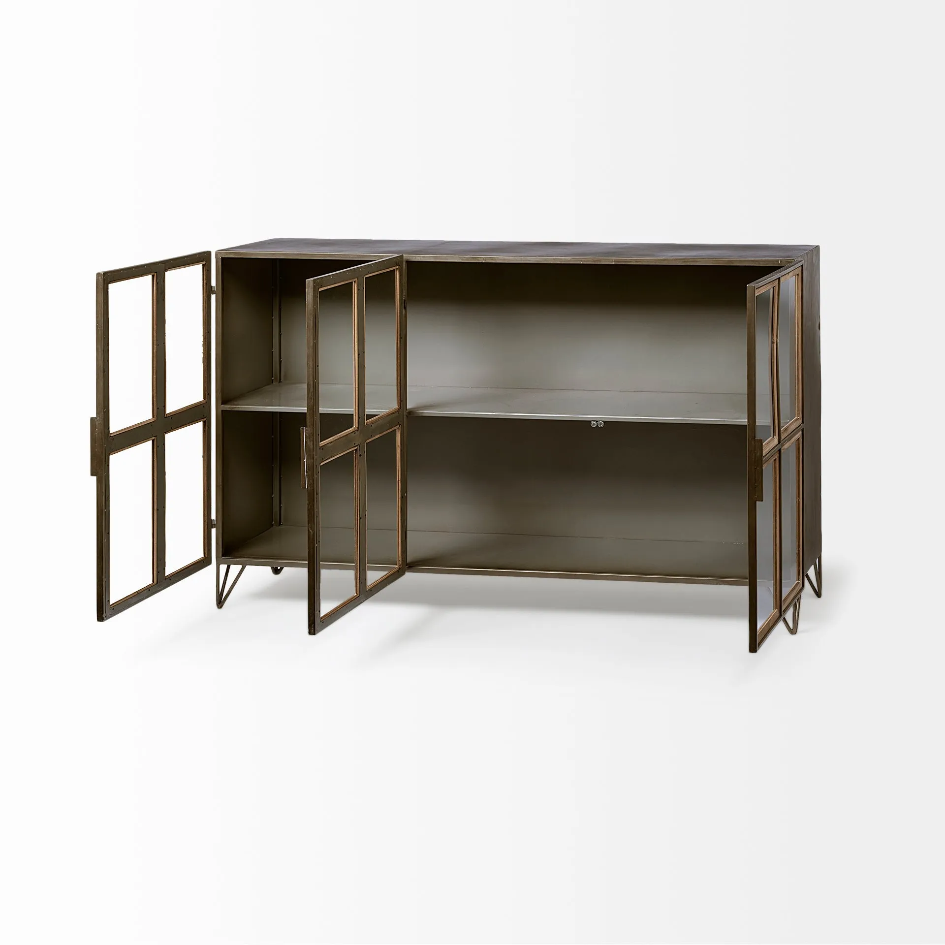 Pandora Horizontal Cabinet Brown Wood | Gray Metal | 66L