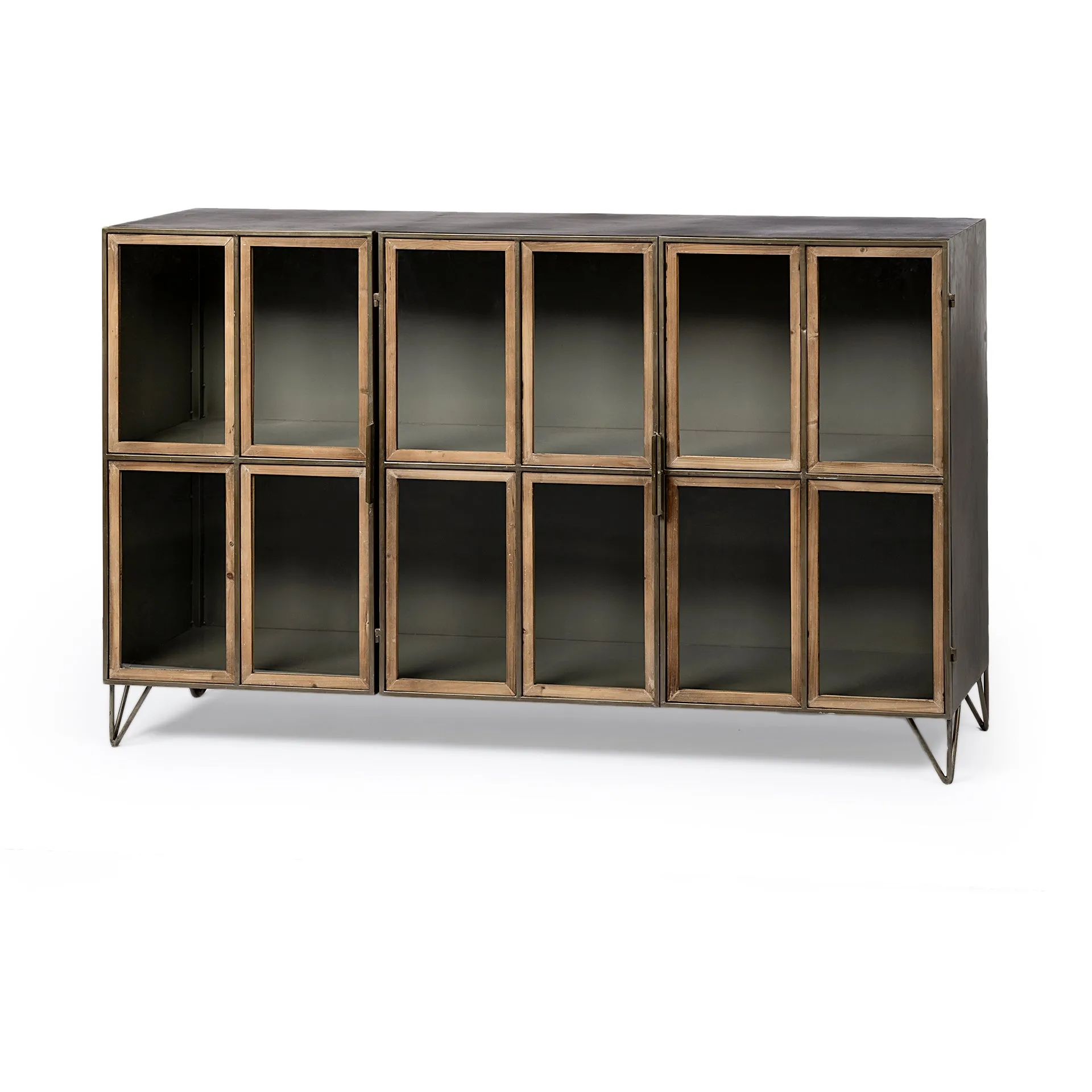 Pandora Horizontal Cabinet Brown Wood | Gray Metal | 66L