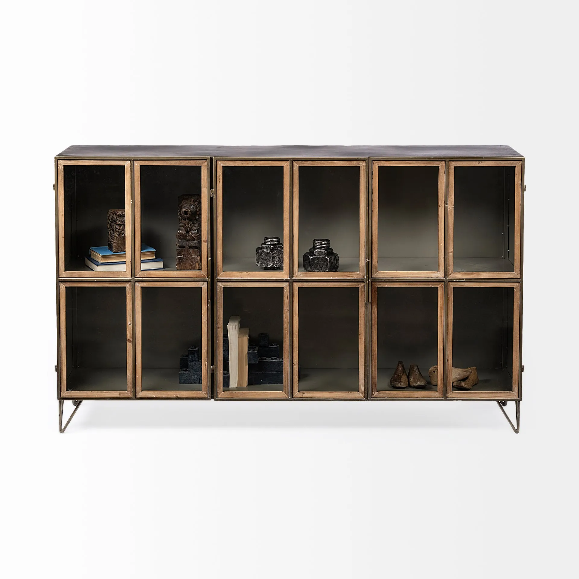 Pandora Horizontal Cabinet Brown Wood | Gray Metal | 66L